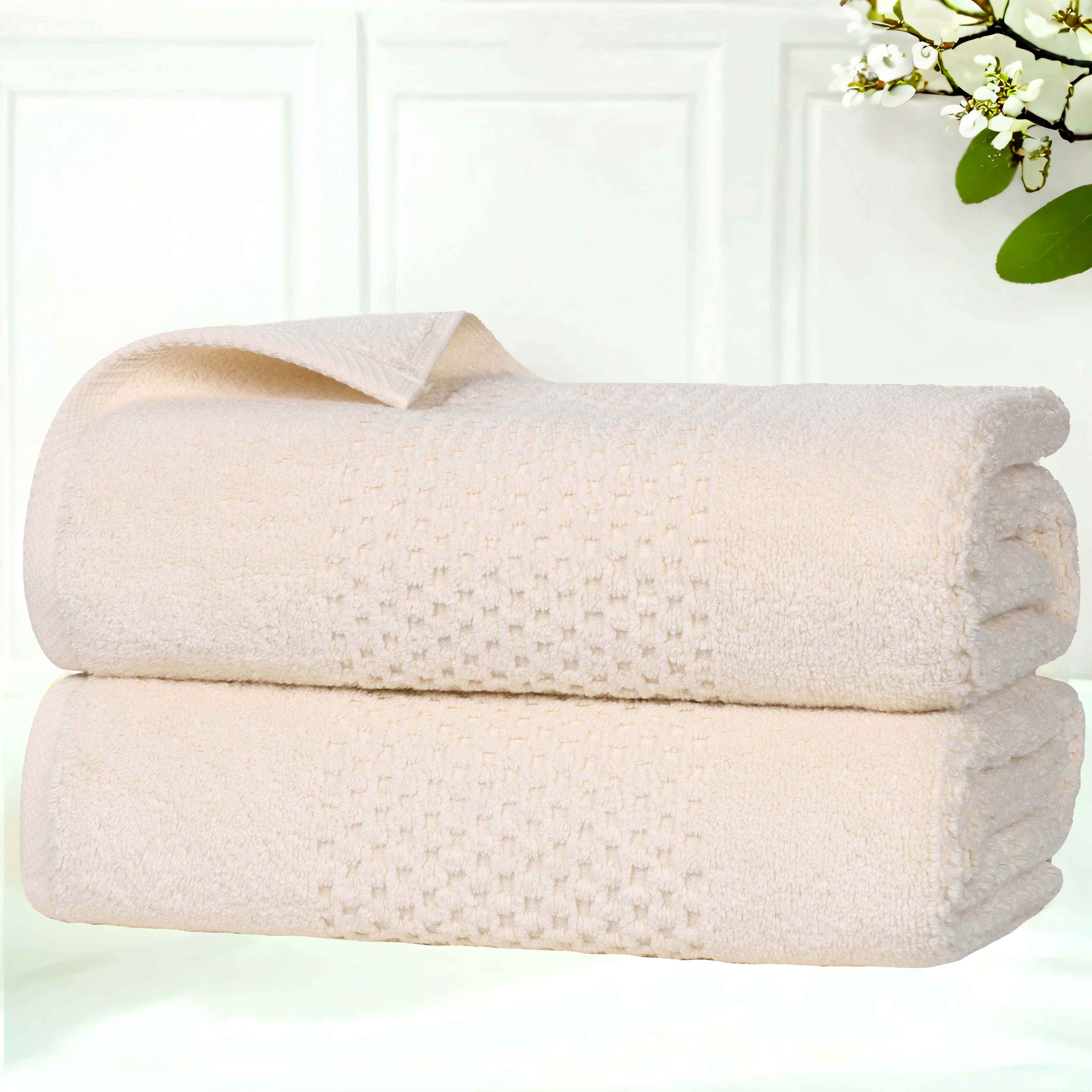 Premium 100% Cotton Waffle Weave Bath Towels Set of 2 - Ultra Absorbent, Quick Dry, Soft & Luxurious for Spa, Bathroom, Beach & Gym Use