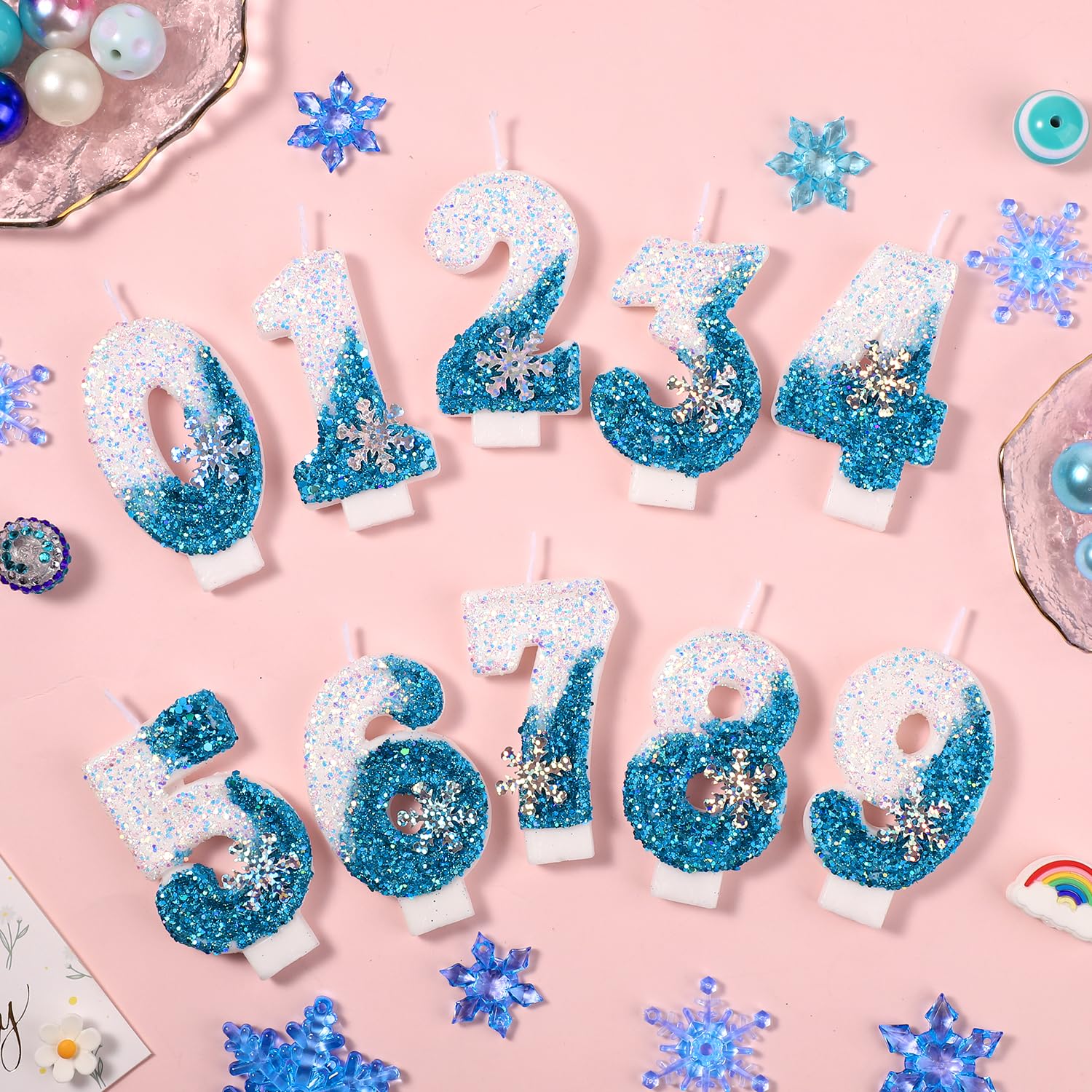 Frozen 0-9 Snowflake Candles for Birthday Wedding Cake Decor