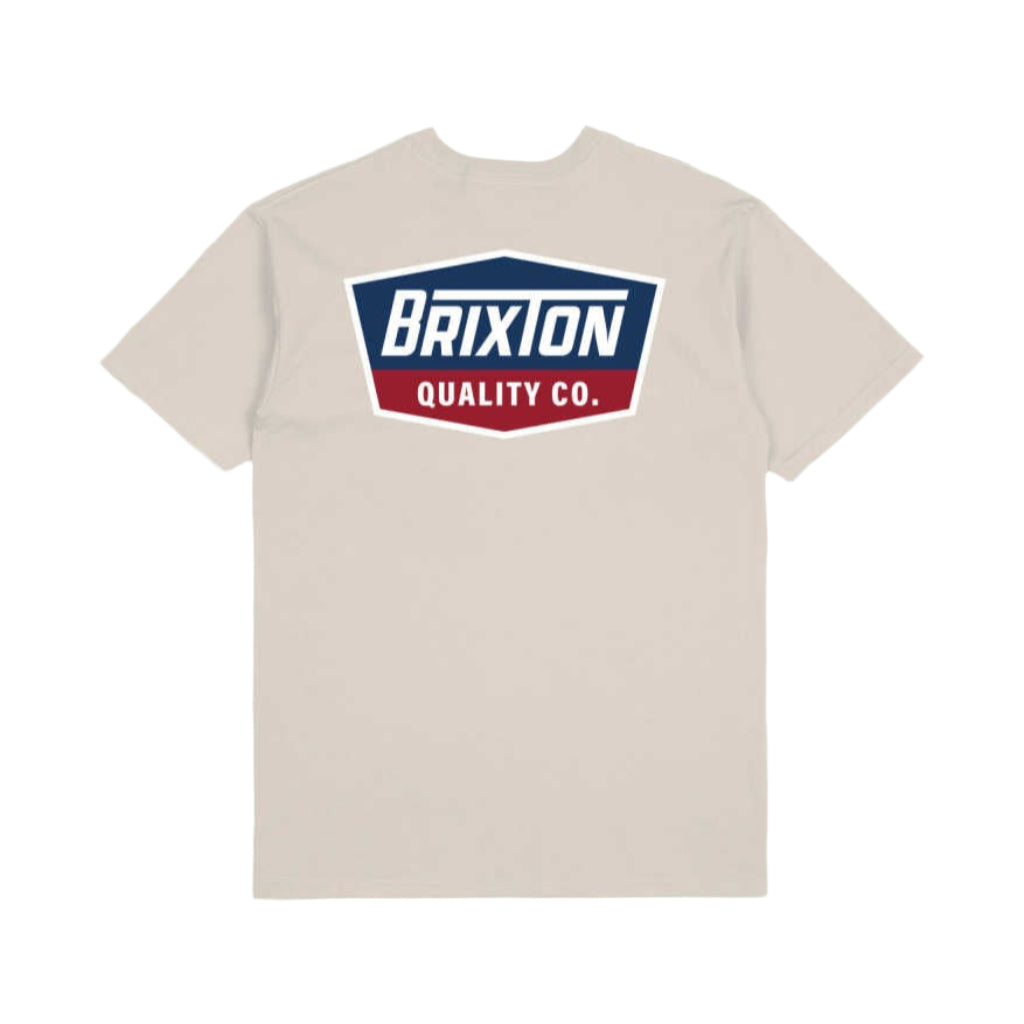 Brixton Regal Short Sleeve T-Shirt for Men - Cream & Navy Cotton Tee - Casual Summer Wear, Street Style, Everyday Comfort
