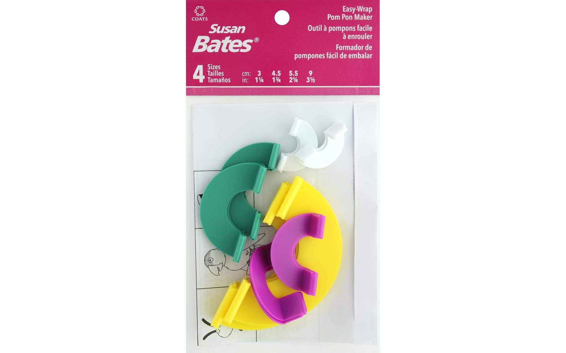 Bates Easy Wrap Pom Pom Maker Kit - DIY Craft Tool for Yarn, Wool, Ribbon - Perfect for Knitting, Crochet, Scrapbooking & Home Decor Projects