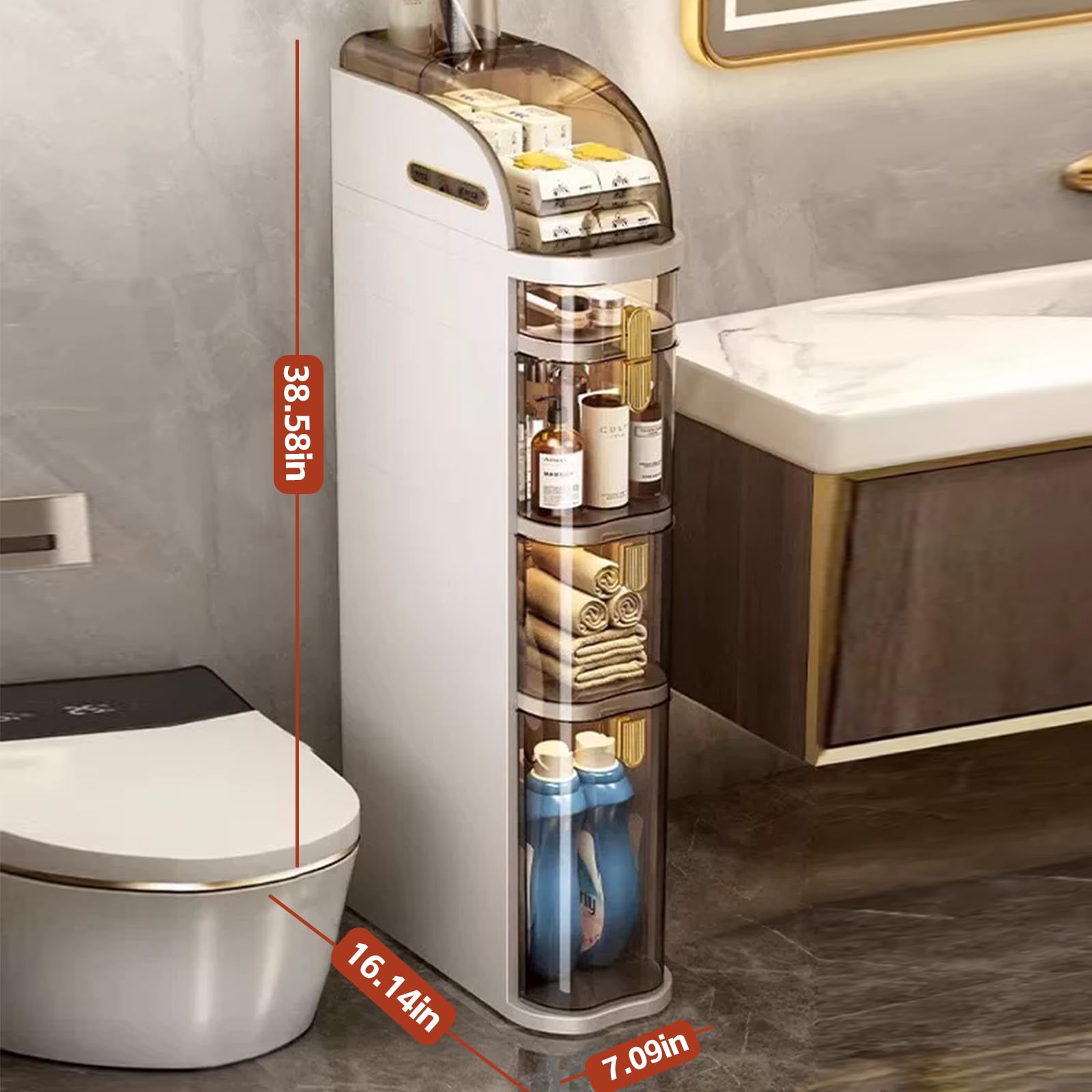 4-Tier Narrow Bathroom Storage Cabinet - 7.1