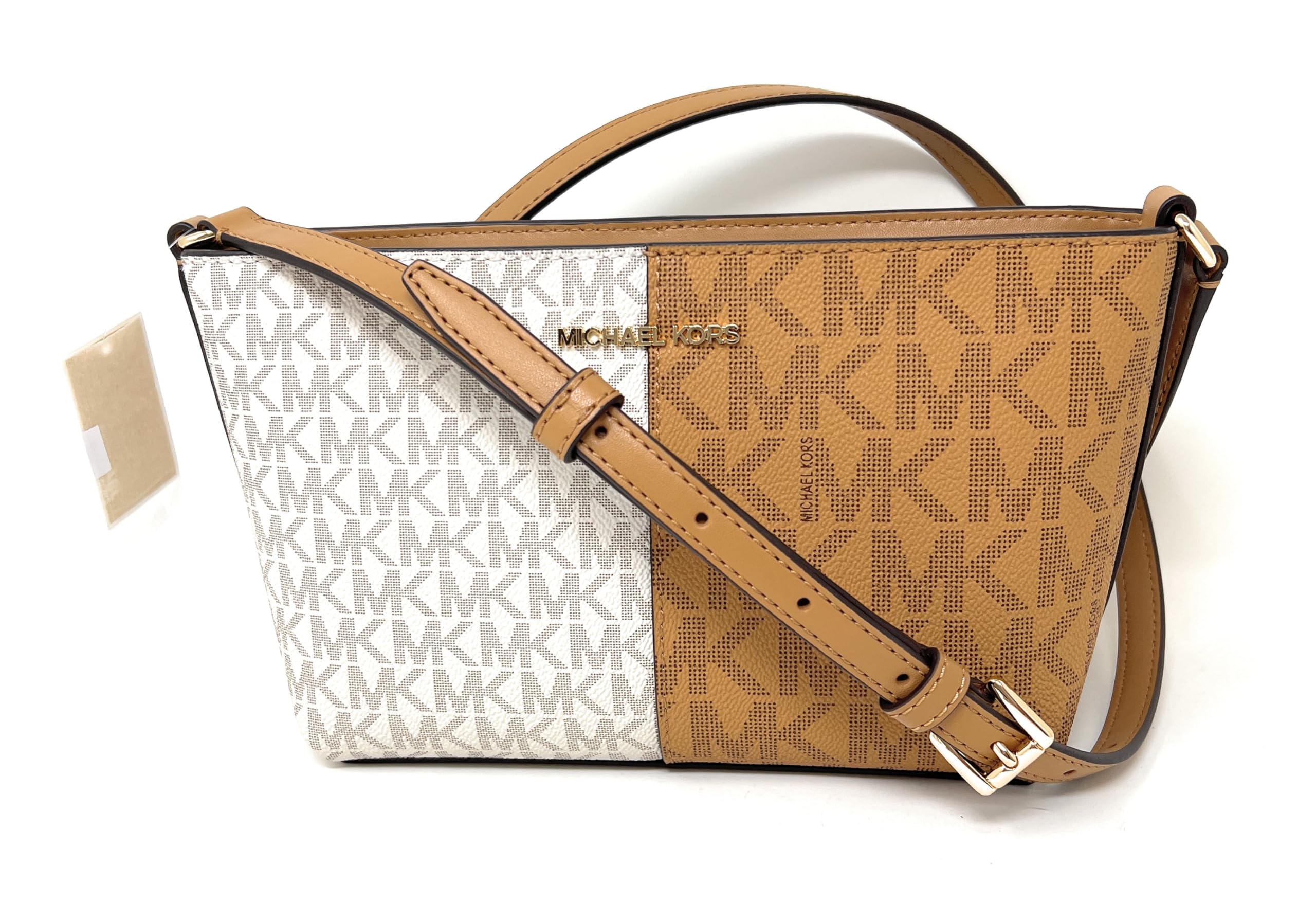 Michael Kors Jet Set Small Two-Tone Logo Crossbody Bag for Women - Stylish Leather Shoulder Purse with Gold-Tone Hardware, Perfect for Work, Travel & Everyday Use