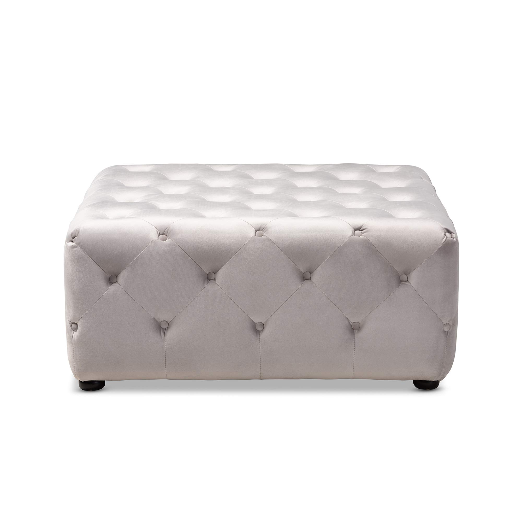 Baxton Studio Modern Slate Gray Ottoman - Versatile Footrest, Extra Seating & Storage for Living Room, Bedroom, or Office