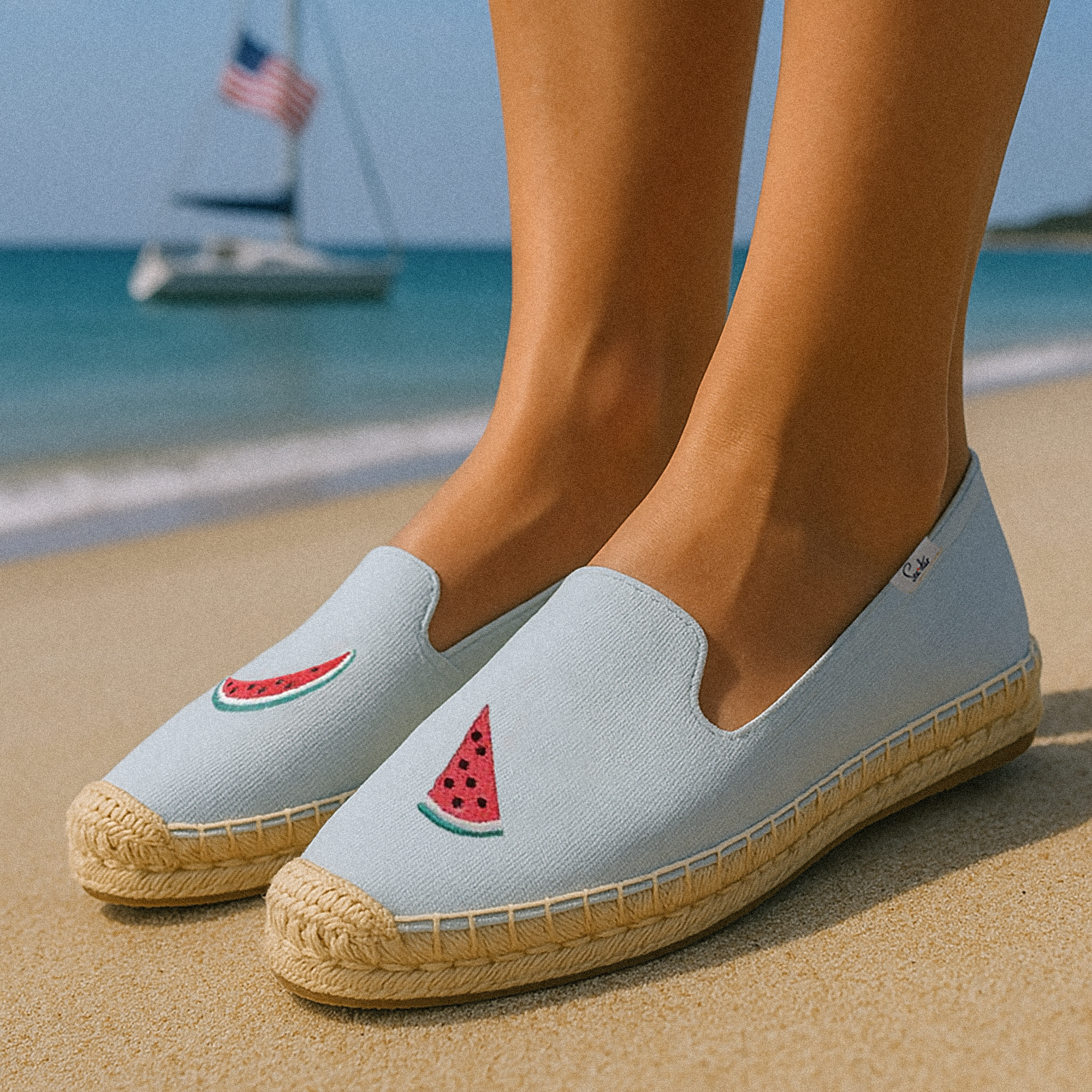 Bayside Beach Club Women's Espadrille Sandals - Watermelon Sky Color | Comfortable Summer Casual Shoes for Beach, Vacation, and Outdoor Activities