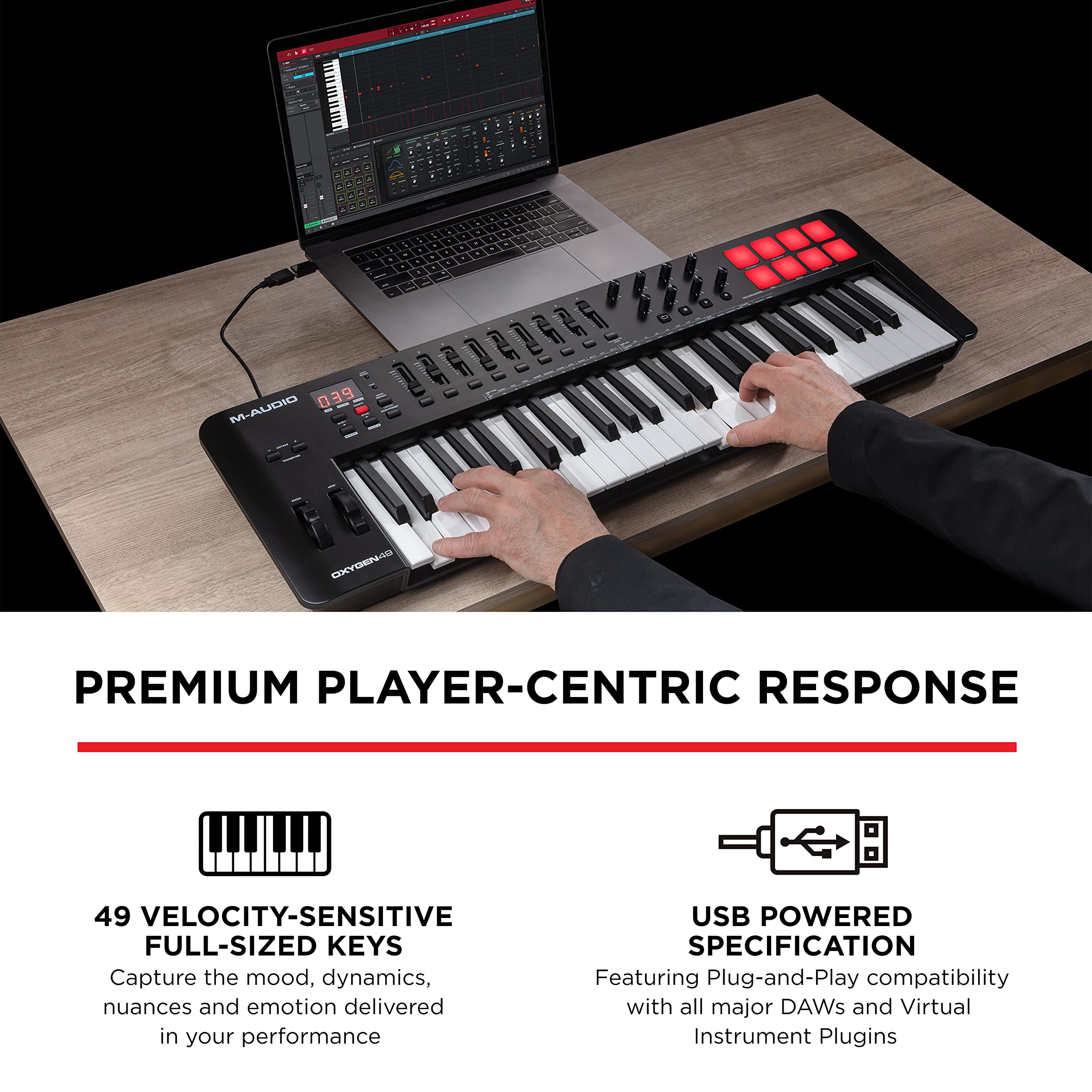 M-Audio Oxygen 49 MKV 49-Key USB MIDI Keyboard Controller for Music Production, Recording & Live Performance