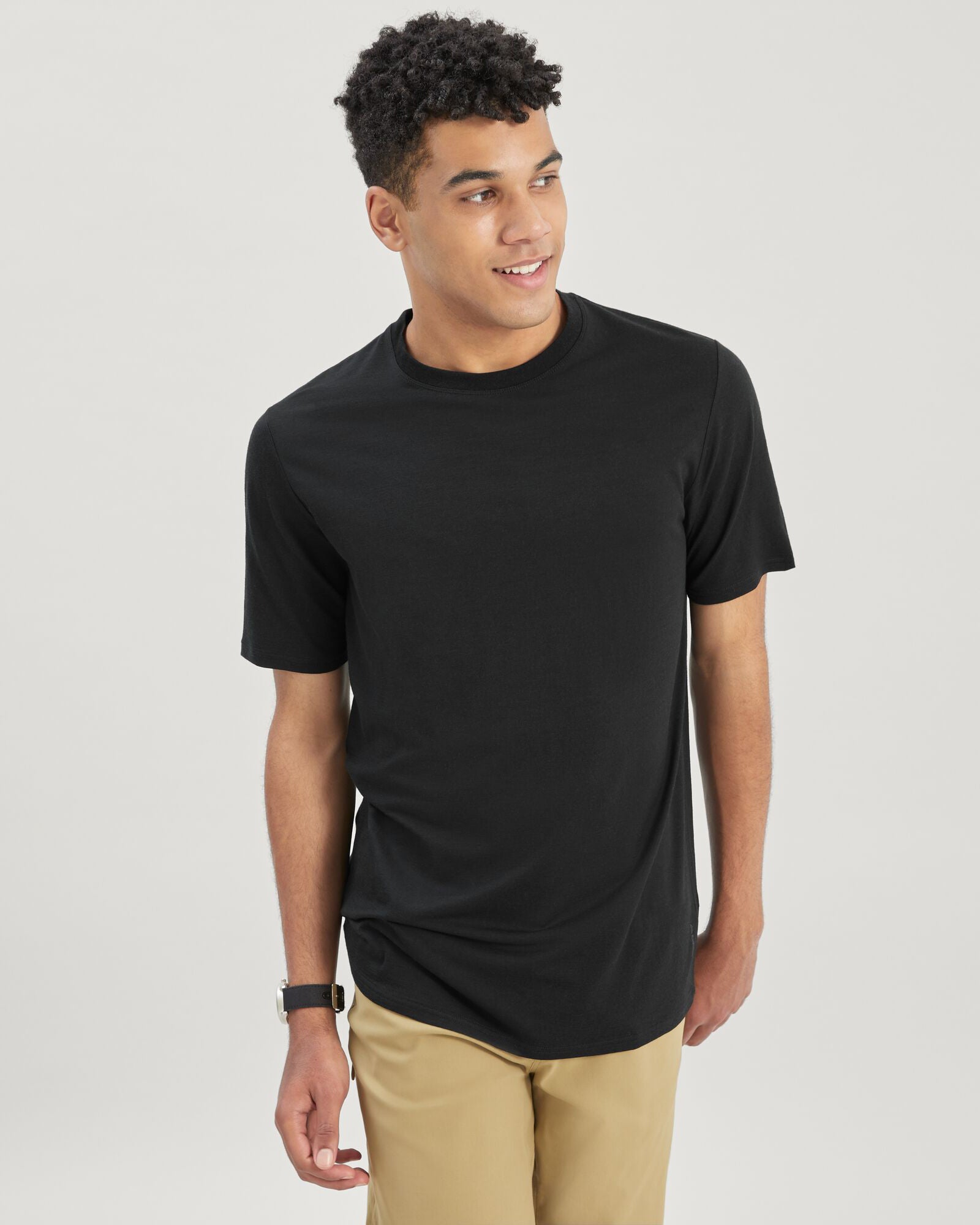 Premium 100% Merino Wool Men's T-Shirt - Soft Breathable Black Tee for Outdoor Hiking, Travel & Casual Wear