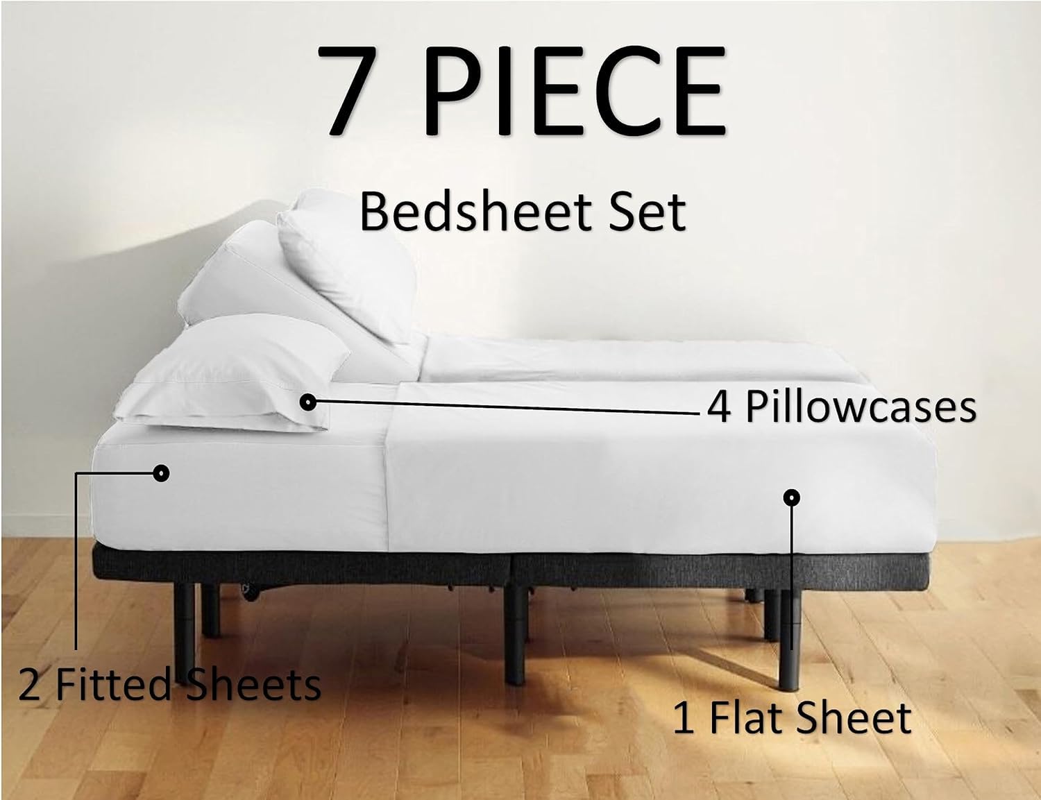 7-Piece Split King Sheet Set for Adjustable Beds | 600 Thread Count 100% Long Staple Soft Combed Cotton | Taupe Solid Color | Perfect for Adjustable Beds, Guest Rooms & Master Bedrooms