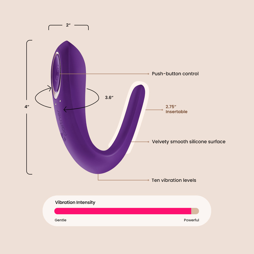Satisfyer Double Partner - Dual Action Vibrator for Vaginal & Clitoral Stimulation | Couples & Solo Play | Waterproof & Rechargeable Adult Toy for Women