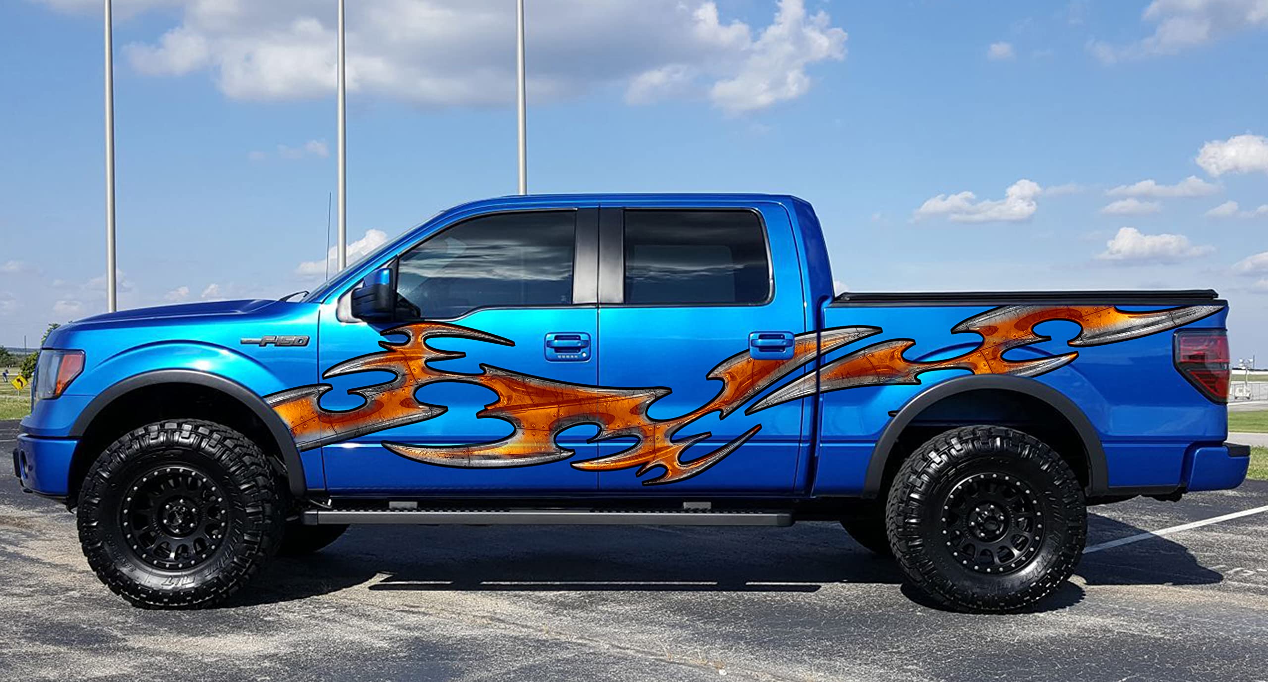 Premium Carbon Fiber Tribal Truck Vinyl Graphics Decal - 20x60 Inches - Waterproof & UV Resistant - Easy to Apply - Enhance Your Truck's Style for Off-Roading & Custom Car Shows