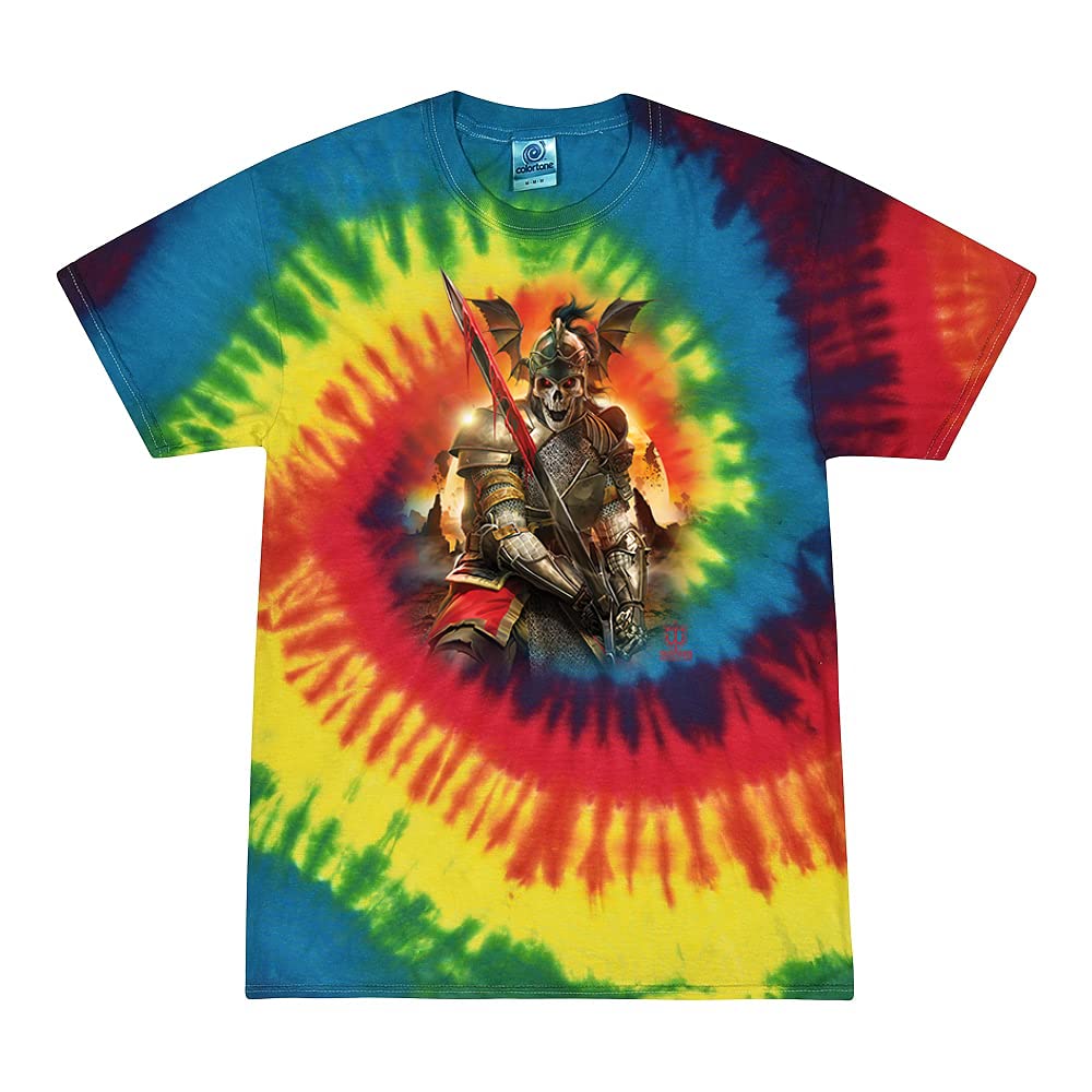 Wild Bobby Undead Dark Knight Pop Culture Tie-Dye T-Shirt | Gothic Graphic Tee for Men & Women | Perfect for Cosplay, Comic Con & Halloween Costumes