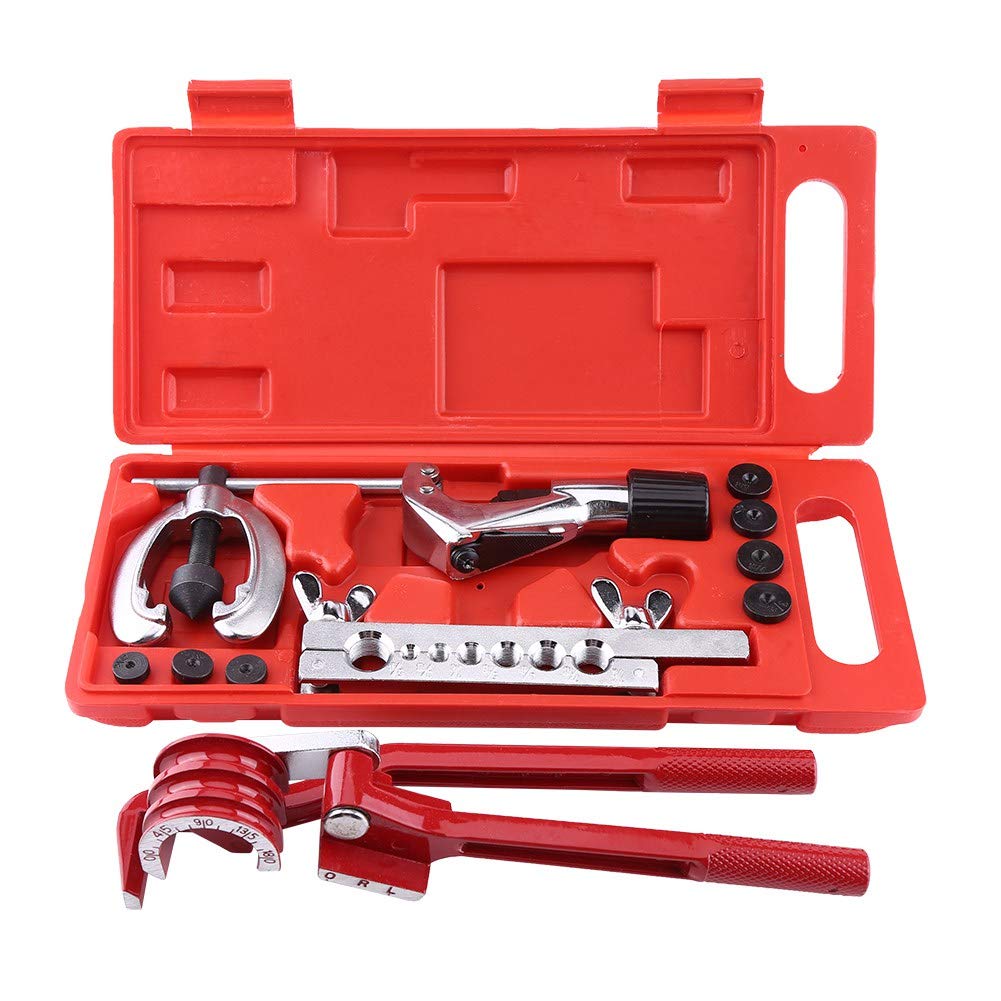Acouto 11-Piece Pipe Flaring Tool Kit with Bender & Cutter - Professional Brake Line and Fuel Tube Repair Set for Double Flaring - Perfect for Automotive, Plumbing, and DIY Home Repair Projects
