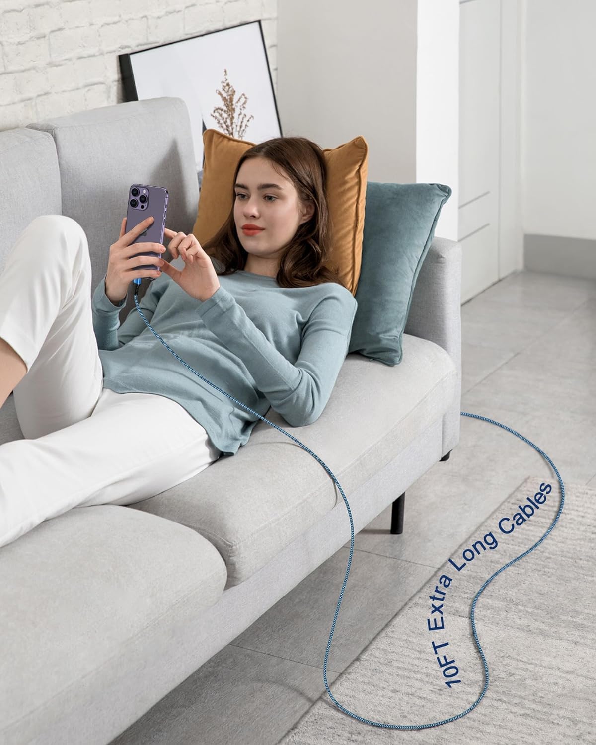 10ft Apple Lightning to USB-C Cable Fast Charging Cord - 2 Pack Compatible with iPhone 14 Pro Max/14 Plus/13 Pro Max/13/12/11/X/XR/XS/8 - Perfect for Home, Office & Travel Charging