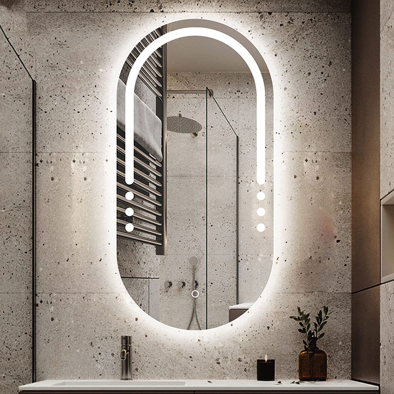 31 Inch Large Lighted Vanity Makeup Mirror - Explosion Proof Wall Mirror for Bathroom, Entryway, Dining & Living Room - Perfect for Makeup Application, Home Decor & Selfie Backgrounds