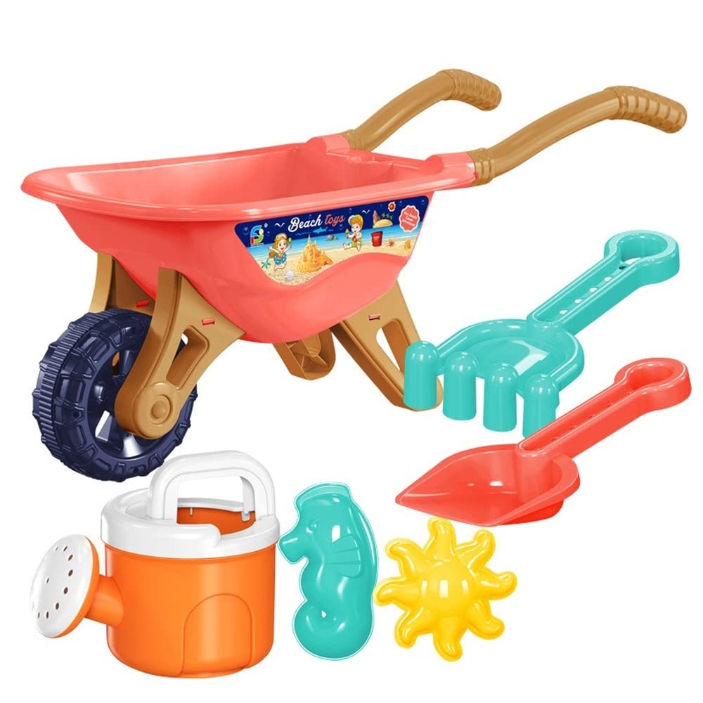 Beach Sand Toy Set for Kids - 6 Pcs Hand Push Car, Bucket & Shovel for Toddlers 1-6 Years - Summer Beach Digging Water Play Toys for Boys & Girls - Perfect for Sandcastles, Shoreline Fun & Outdoor Activities