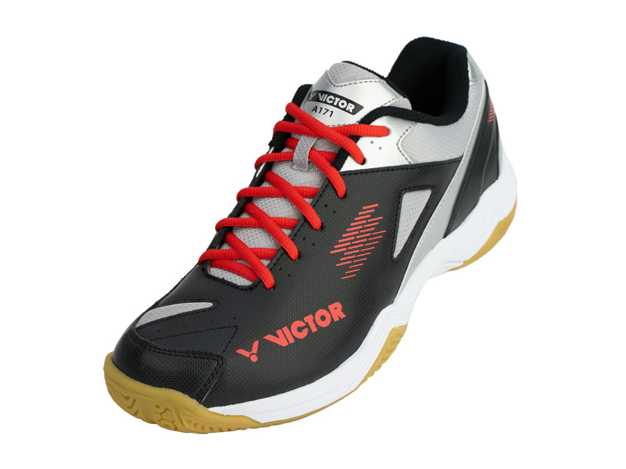 Victor A171 Unisex Badminton Shoes - Lightweight Cushioned Court Shoes for Men & Women (Black/Silver) | Indoor/Outdoor Badminton, Tennis, Squash & Training Sports Shoes