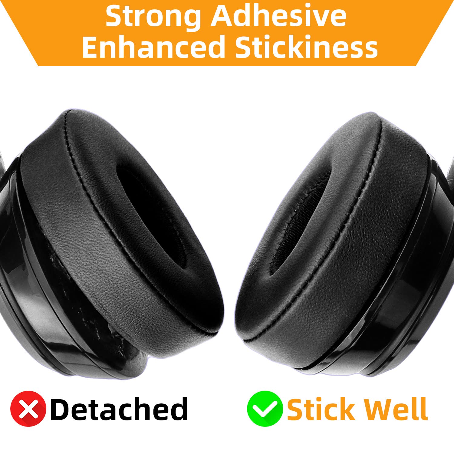YOCOWOCO Replacement Ear Pads for Beats Solo 2 & Solo 3 Wireless Headphones - Soft Leather Memory Foam Cushions (Black) | Comfortable Headphone Accessories for Work, Travel & Gaming
