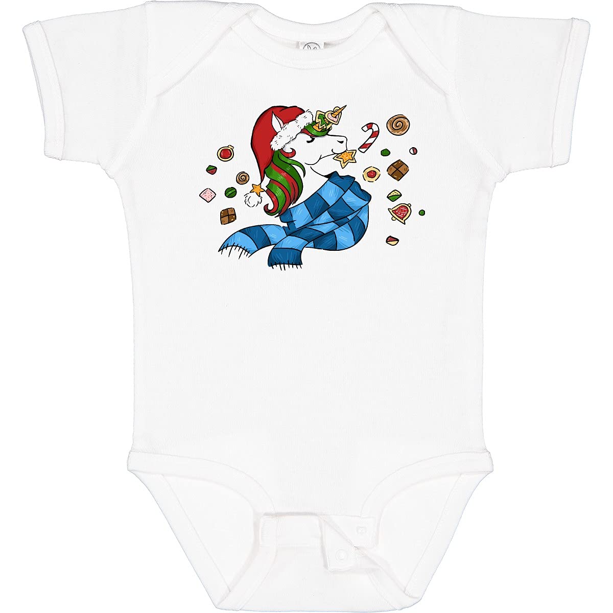 Cute Christmas Unicorn Baby Bodysuit for Holiday Photos & Gifts