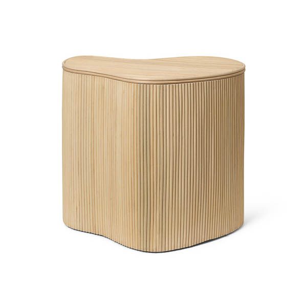 FERM LIVING Isola Storage Table - Natural Wood Side Table with Shelf for Living Room, Bedroom & Office Organization