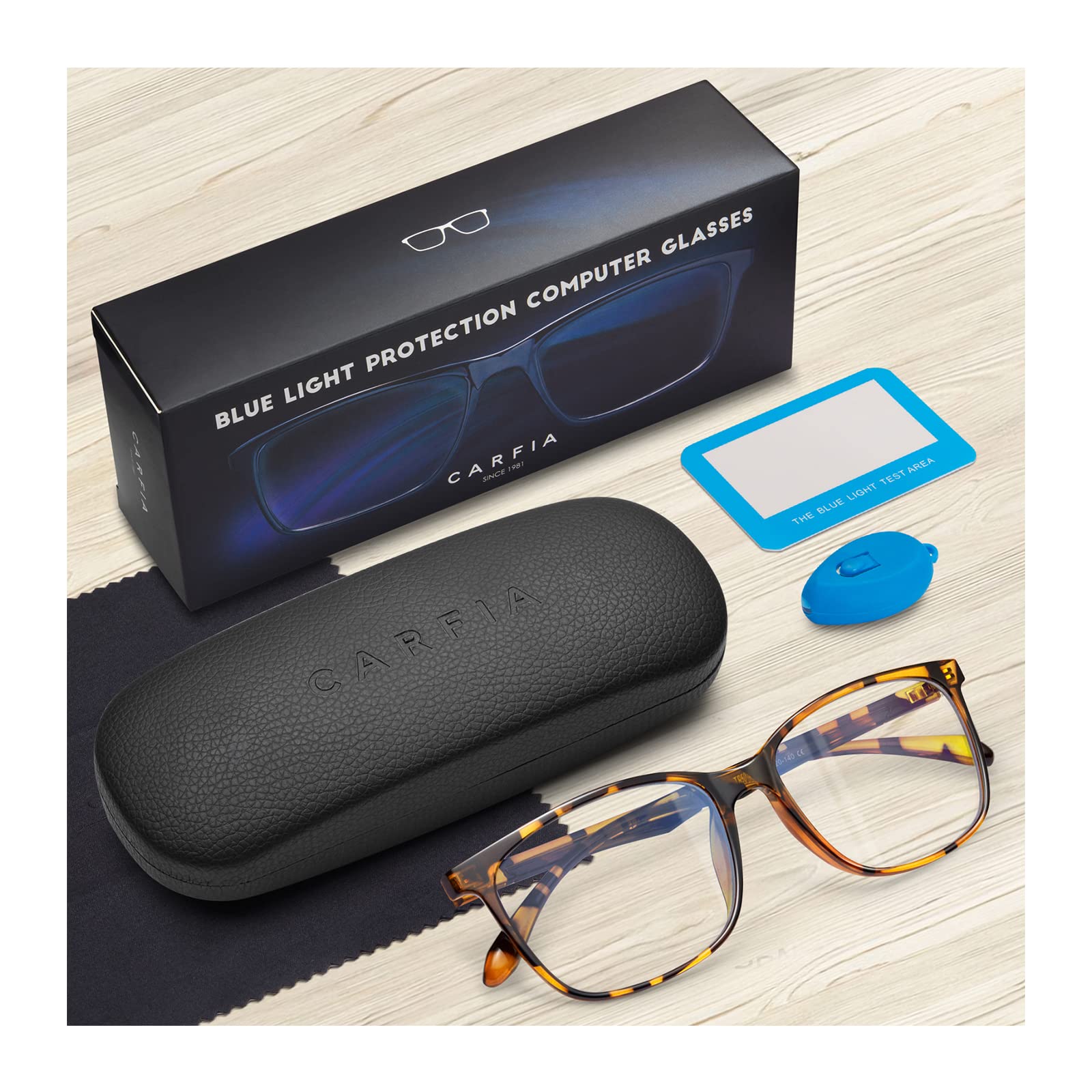 Carfia Stylish Blue Light Blocking Glasses for Women & Men - Lightweight Anti Eyestrain Computer Glasses with UV Protection & Case - Perfect for Gaming, Office Work & Screen Time