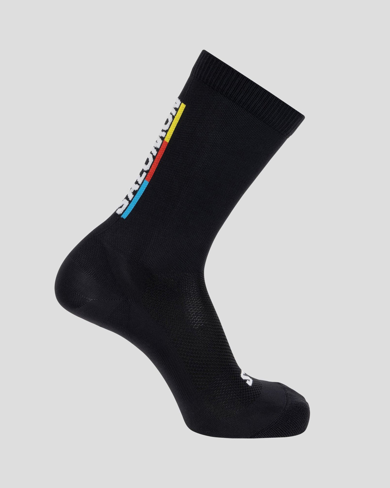 Salomon Pulse Race Flag Crew Socks - Performance Running Socks for Men & Women - Black/Bright Red/Lemon - Ideal for Marathon, Trail Running & Outdoor Sports