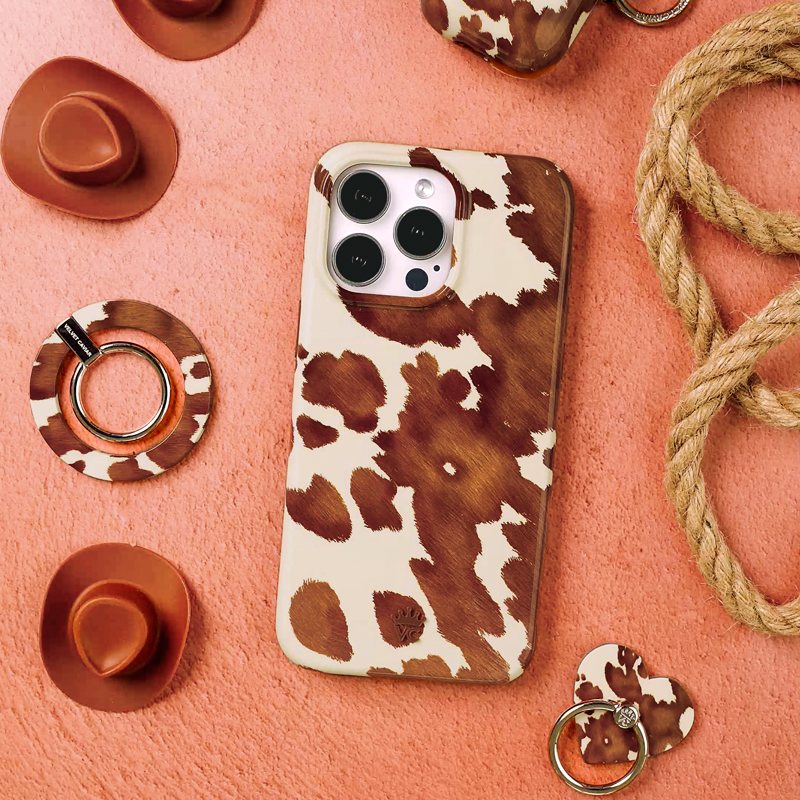 Premium Cocoa Cow Phone Ring Holder - Cute Animal Phone Grip Stand for iPhone, Samsung & Smartphones - Perfect for Selfies, Videos & Secure One-Handed Use