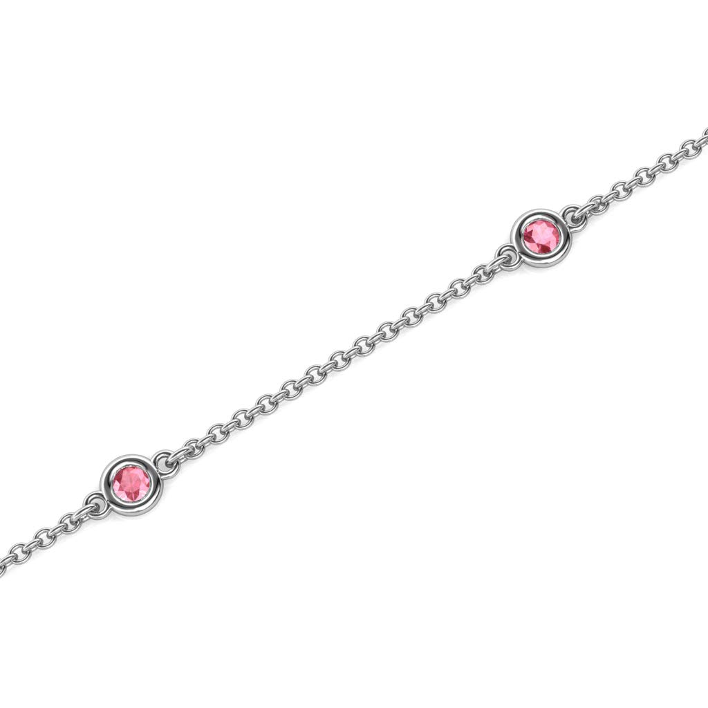 Pink Tourmaline 5-Station Petite Bracelet 0.18ctw 14K Gold - Elegant Jewelry Gift for Women, Perfect for Everyday Wear & Special Occasions