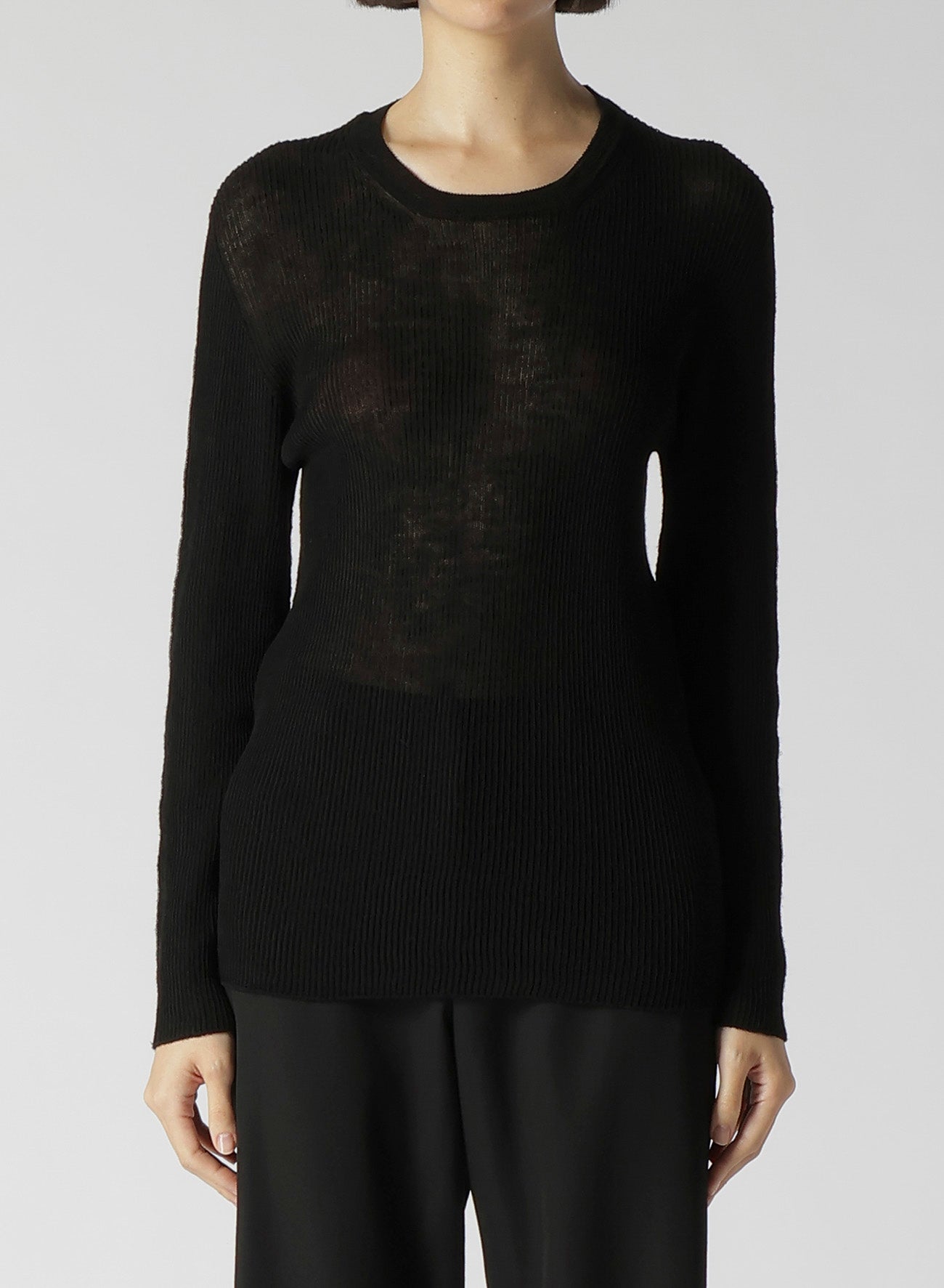 12G2P Rib Round Neck Long Sleeve Pullover Sweater for Women - Cozy Winter Knitwear for Casual Outfits & Layering