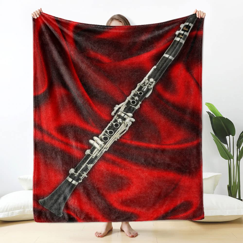 BFever Clarinet Blanket - Soft Musical Instrument Throw for Music Lovers - Perfect Gift for Family & Couples - Crib/Throw/Queen Size for Sofa, Bed & Home Decor - Cozy Blanket for Concerts, Music Practice & Relaxation
