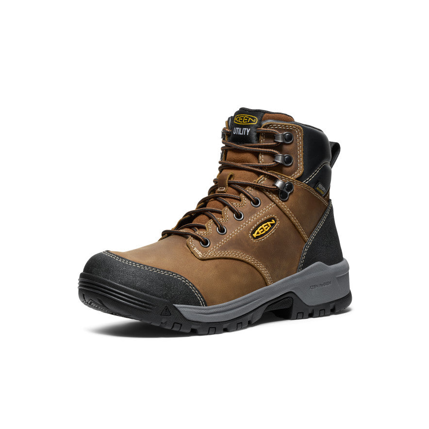 Men's Evanston 6 Waterproof Soft Toe Work Boots - Bison/Black - Durable & Comfortable for Construction, Hiking & Outdoor Activities
