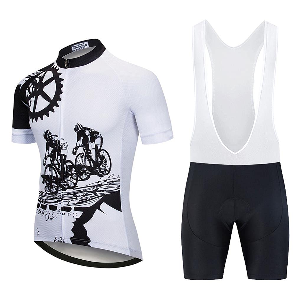 Men's Breathable Cycling Jersey & Bib Shorts Set with 20D Gel Padding - Comfortable Bike Shirts for Road & Mountain Biking - Perfect for Training, Racing & Outdoor Cycling Adventures
