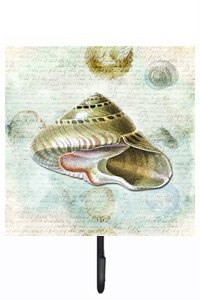 Caroline's Treasures SB3030SH4 Beach-Themed Wall Hook Organizer - Shell Design Key Holder, Coat Rack & Leash Hanger for Keys, Towels, Aprons - Perfect for Entryway, Bathroom & Beach House Decor