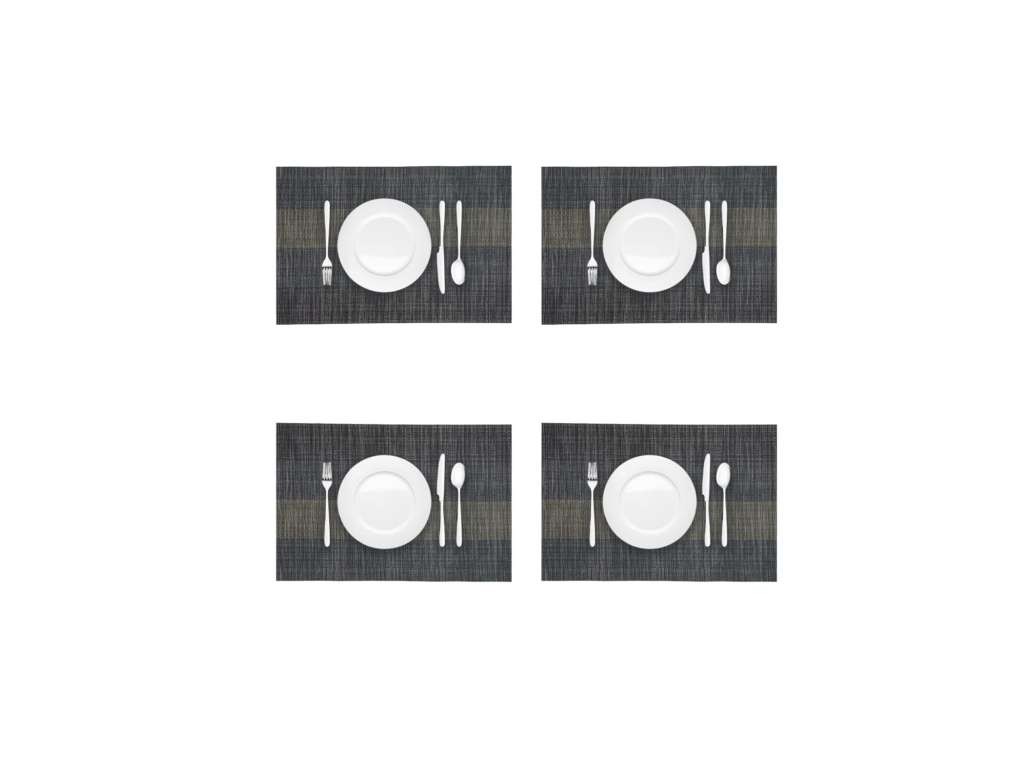 Premium 4-Pack Vinyl Woven Placemats - Non-Slip, Washable & Durable Table Mats for Indoor/Outdoor Use (Black) - Perfect for Dining Tables, Picnics, and Outdoor Entertaining