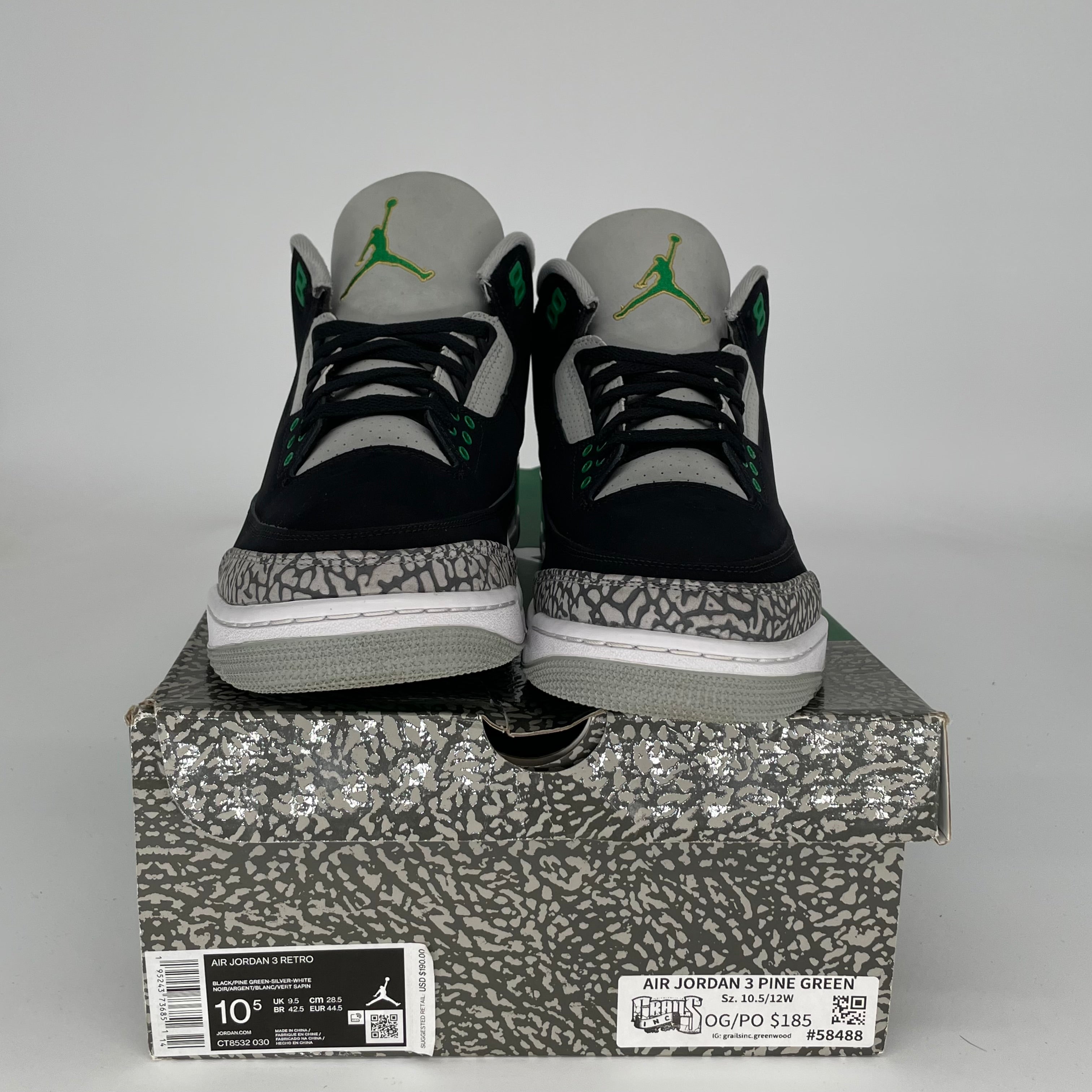 AIR JORDAN 3 Retro Pine Green Men's Basketball Shoes Size 10.5 - CT8532-030 | Sneakers for Casual Wear, Street Style & Basketball Games
