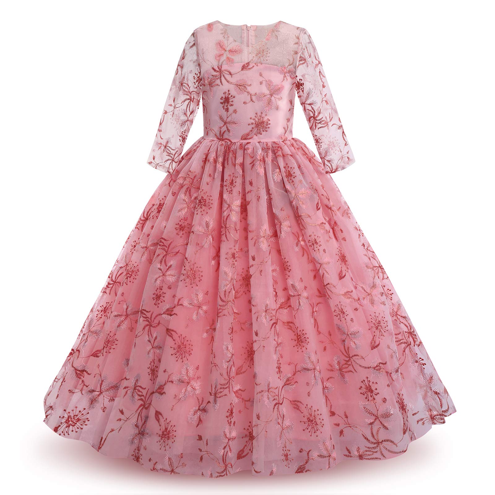 Elegant Girls Flower Dress - Full Length Princess Maxi Gown for Wedding, Pageant, Formal Party & Special Occasions | Perfect for Birthday Celebrations, Prom, Quinceañera & Photo Shoots