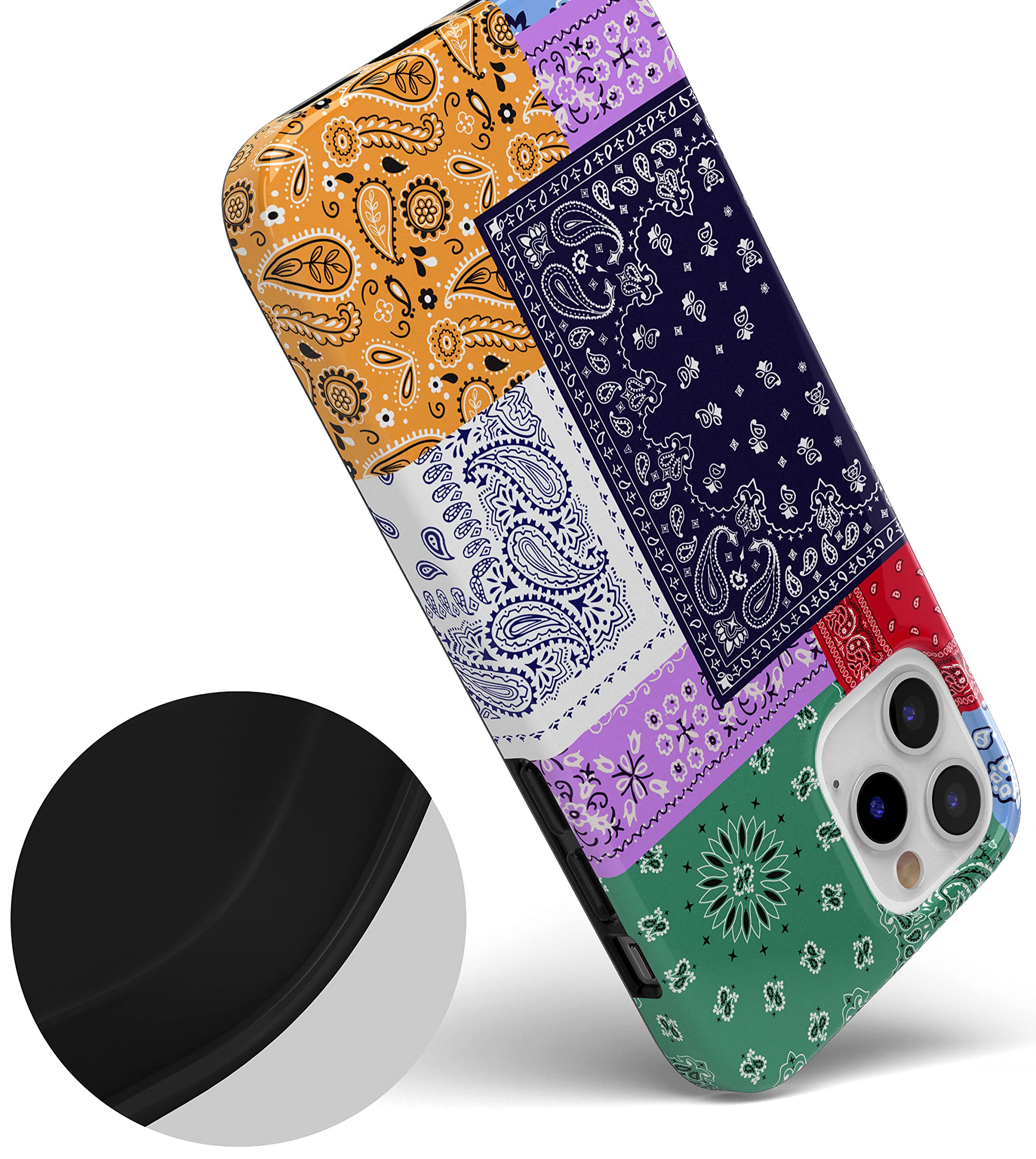 Casely iPhone 12 Pro Max Case with Swatch It Up Patchwork Bandana Design - Trendy Protective Cover for Everyday Use, Travel & Outdoor Activities