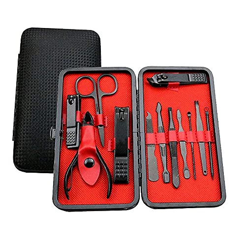 Professional 12-in-1 Stainless Steel Manicure Pedicure Set - Nail Clippers, Scissors & Tweezers Kit with Luxury PU Leather Travel Case - Perfect for Home, Salon & Travel Grooming Essentials