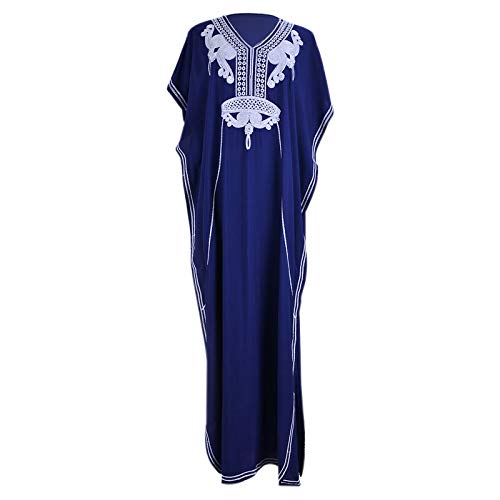 Stylish Women's Long Tunic Kaftan Maxi Dress with Batwing 3/4 Sleeves - Plus Size Summer Beach Cover Up Dress for Vacation, Poolside, and Boho Chic Outfits