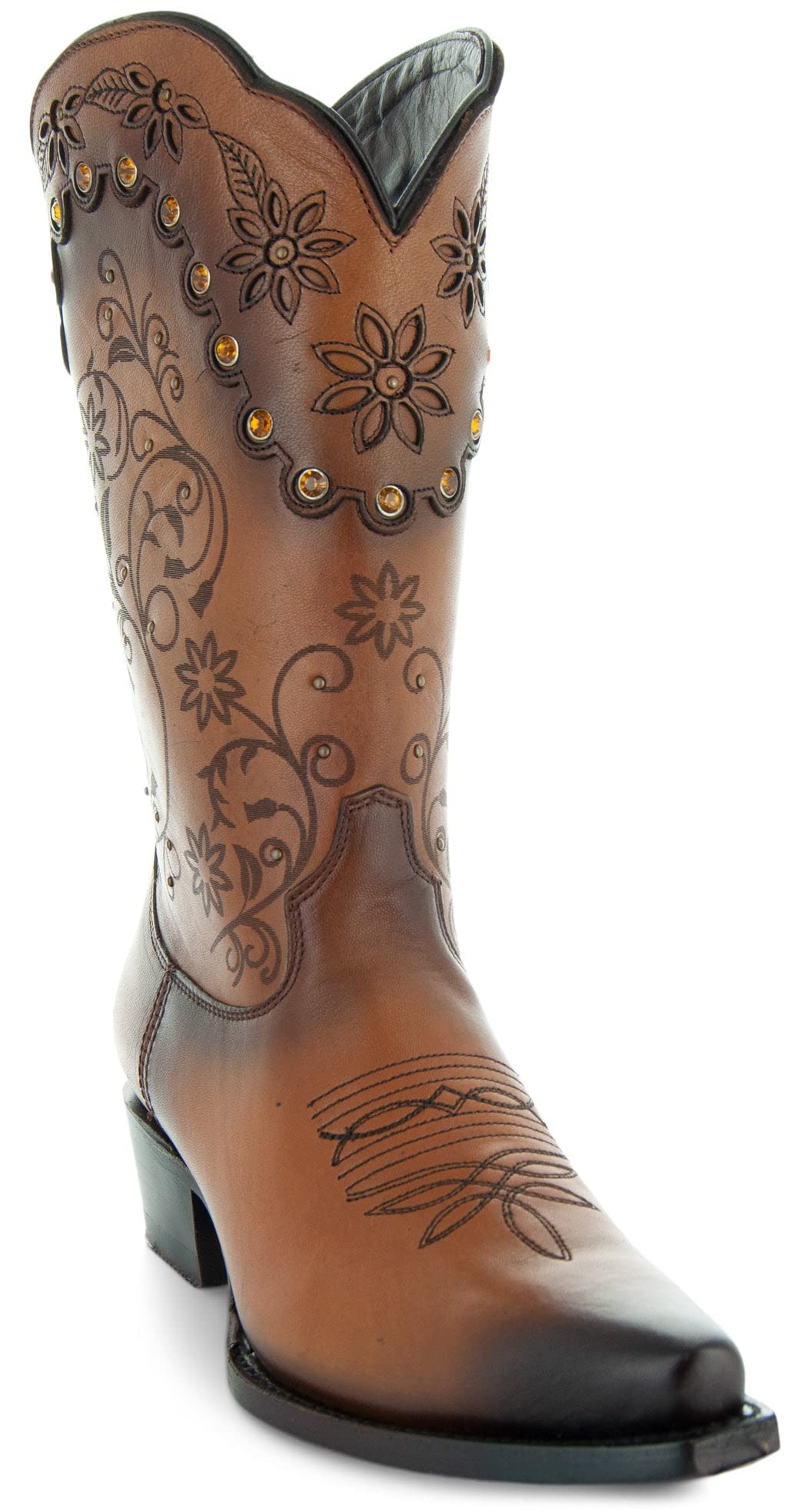 Soto Women's Zippered Burnished Cowgirl Boots M50050 - Stylish Western Boots for Country Dancing, Rodeo & Casual Wear