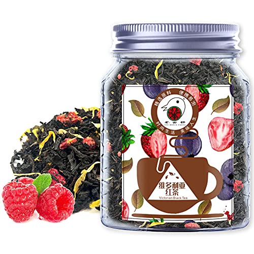 Premium Ceylon Black Tea Loose Leaf - Blueberry, Strawberry & Raspberry Flavored with Chrysanthemum | Natural Fruit Infused Tea for Hot & Iced Brewing | 70g/2.5oz | Perfect Gift for Tea Lovers, Afternoon Tea & Relaxation Moments