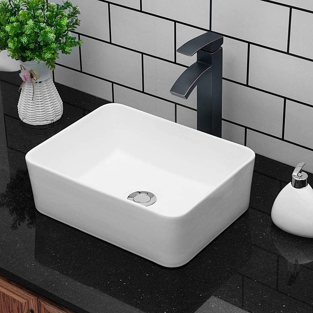 Modern White Porcelain Rectangular Vessel Sink - 16