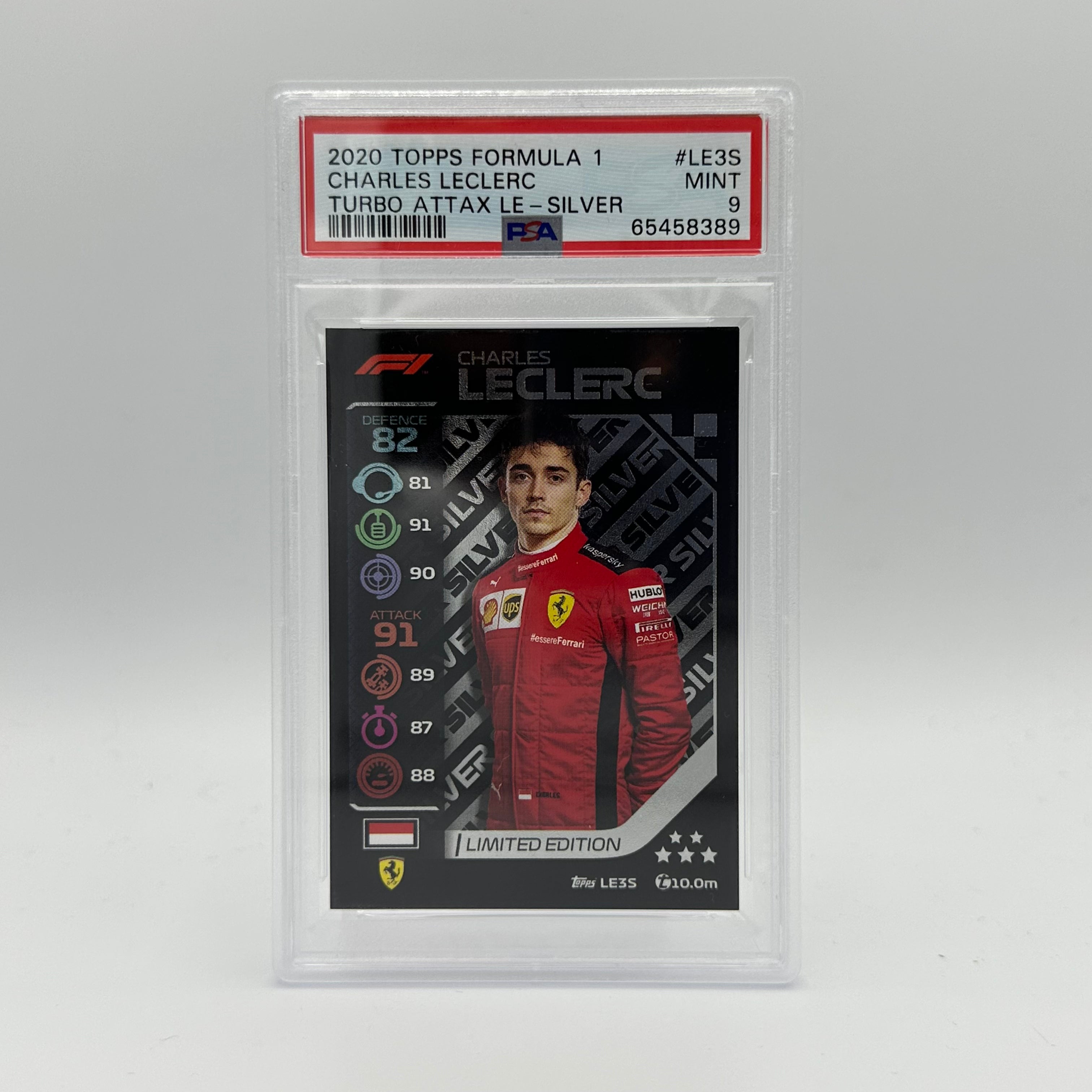 PSA 9 Graded Charles Leclerc #LE3S Limited Edition Silver F1 Racing Card - Perfect for Collectors, Investors & Formula 1 Fans Display