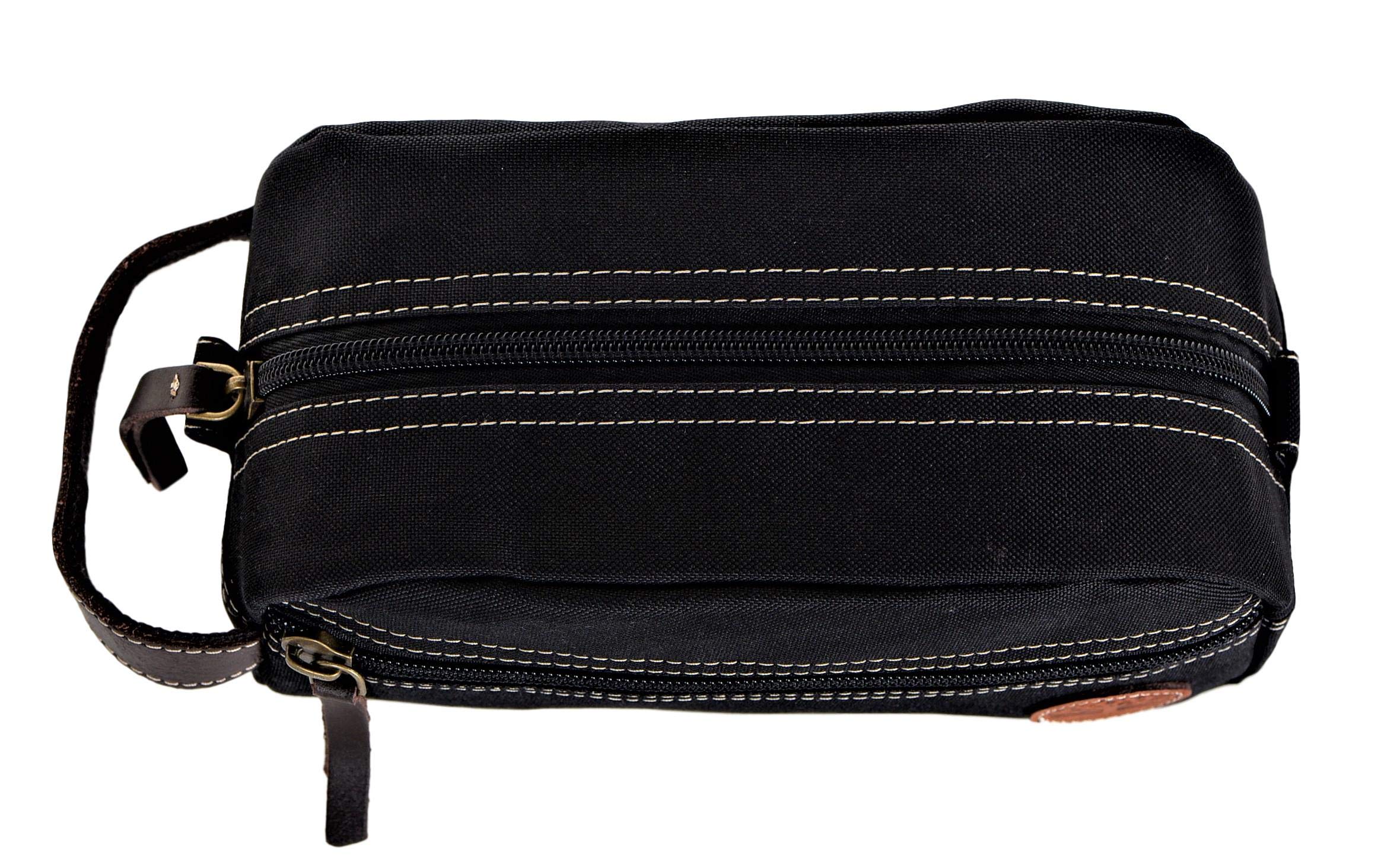 Timberland Men's Canvas Toiletry Bag - Black Travel Kit Organizer for Shaving, Cosmetics & Essentials - Perfect for Camping, Gym & Business Trips