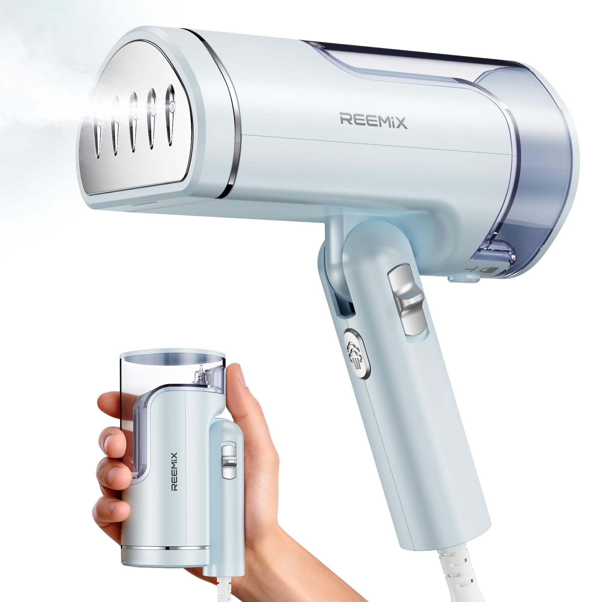 Portable Garment Steamer 1300W - Foldable Handheld Clothes Steamer for Travel & Home Use, Fast 20-Second Heat-Up, Lightweight Fabric Steamer for Suits, Dresses, Curtains - 120V Only (Aqua Blue) | Perfect for Business Trips, Weddings & Daily Wardrobe Care