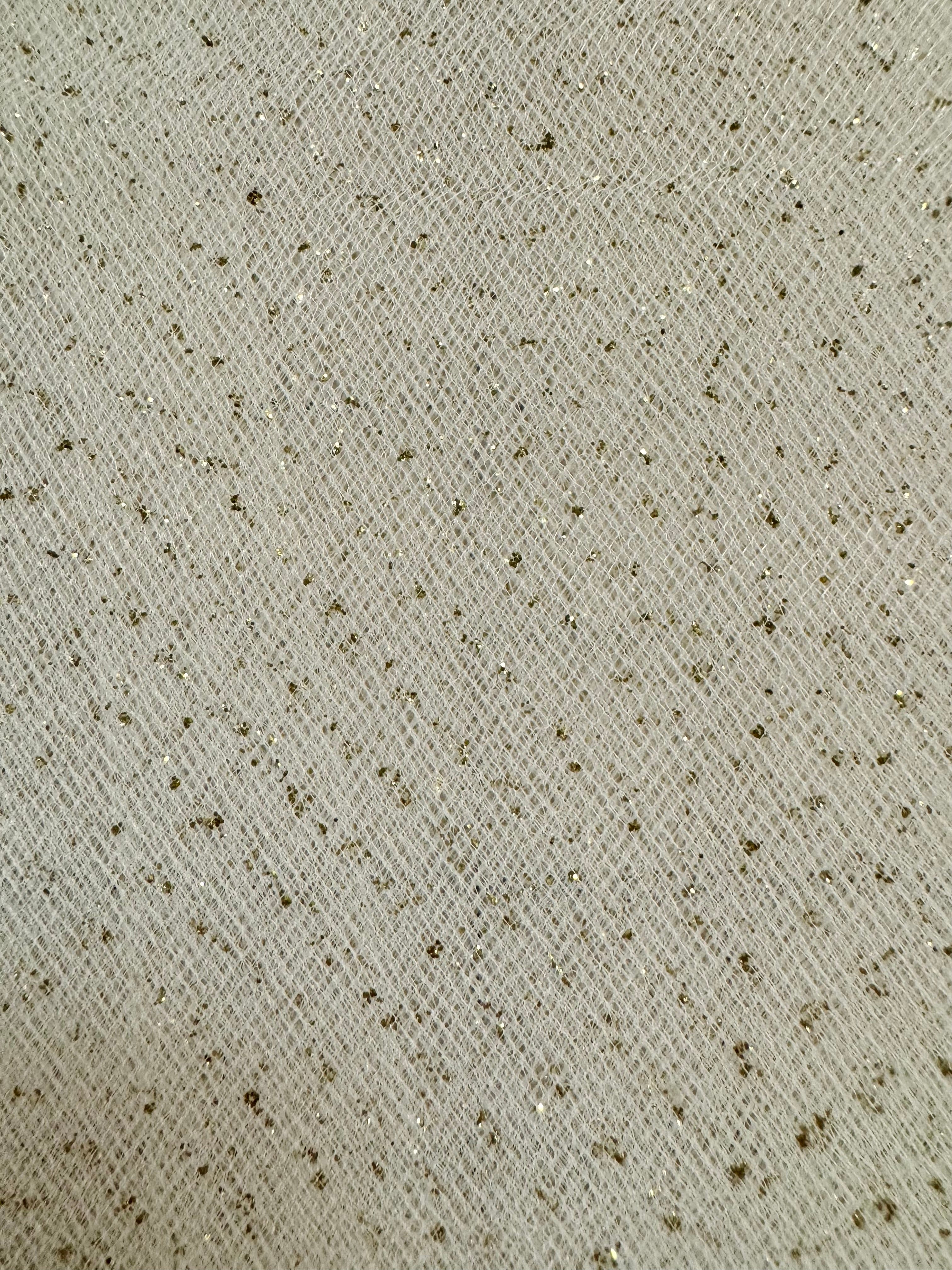 Sparkle Tulle Fabric 54 Inches Wide - Ivory with Gold Microdots for Wedding Decor, Party Backdrops & DIY Crafts