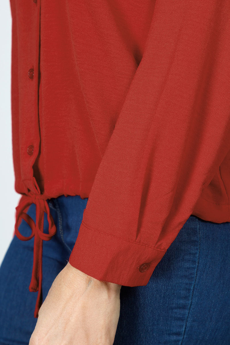 Stylish Women's 2 Pocket Button Down Tie Blouse - Elegant Office Wear & Casual Outfit for Work or Date Night