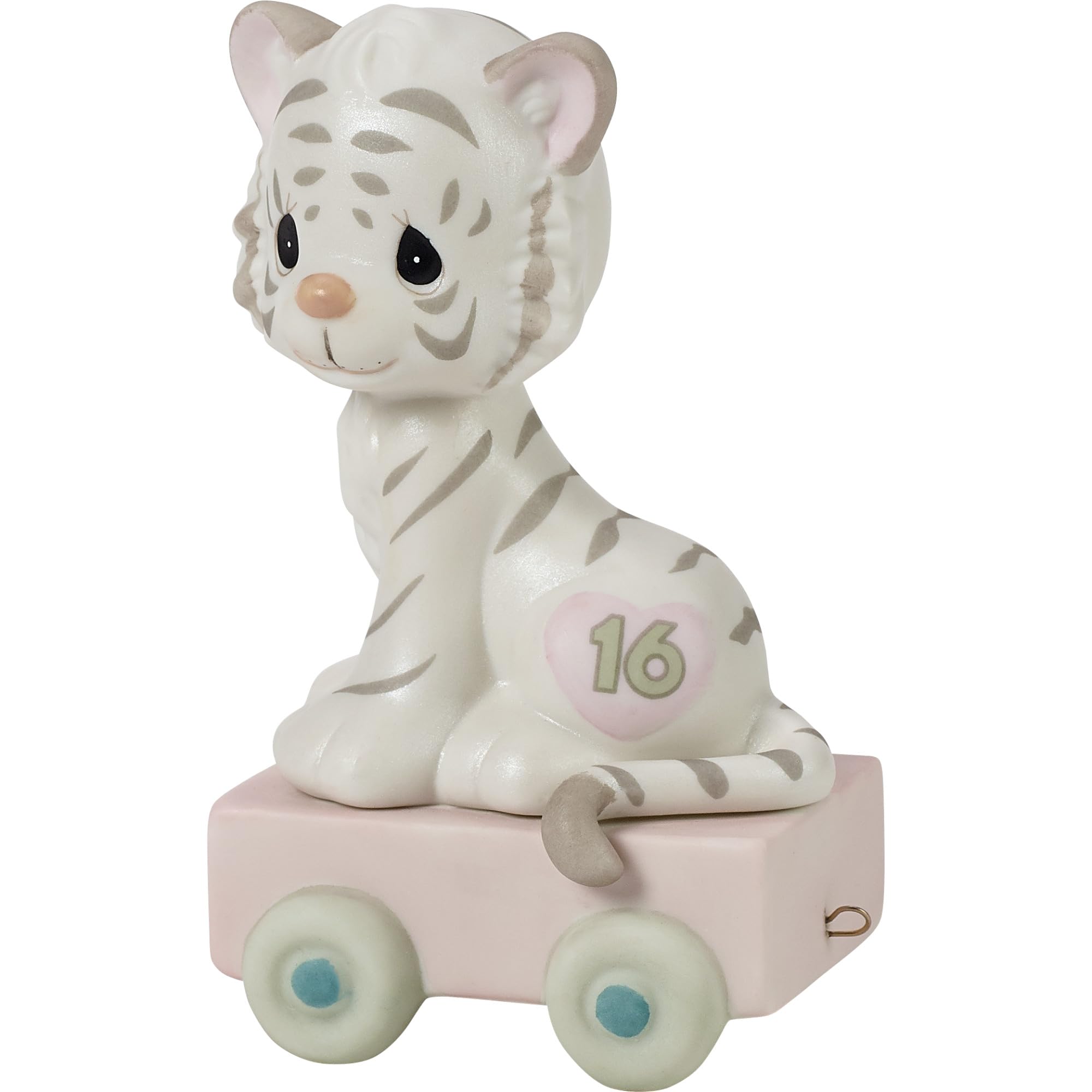 Precious Moments 16th Birthday Train Tiger Figurine - '16 And Feline Fine' Porcelain Collectible Gift for Boys & Girls | Perfect for Sweet 16 Parties, Teen Room Decor & Birthday Keepsakes