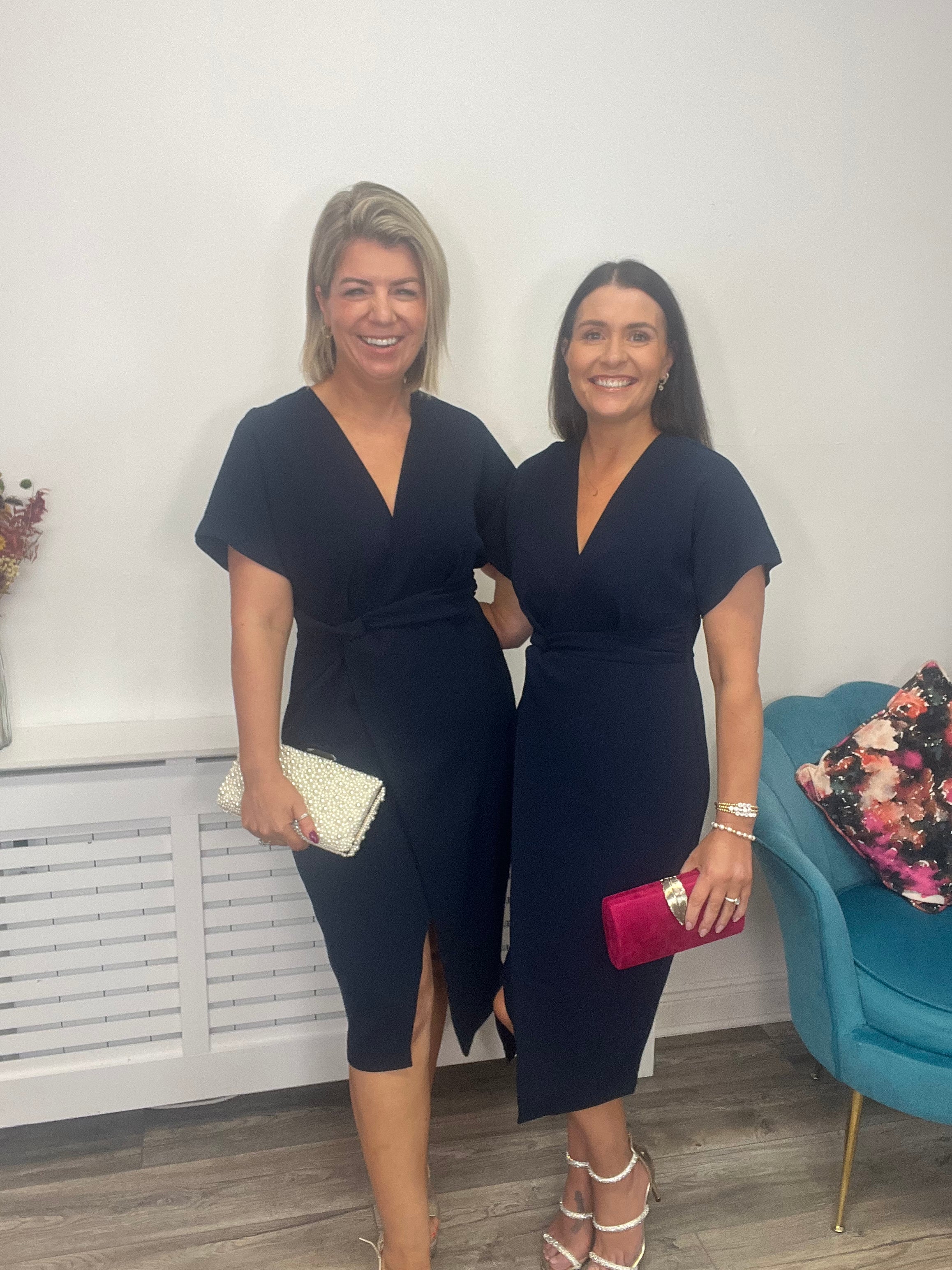Elegant Miena Kimono Pencil Dress in Navy Blue - Perfect for Office Wear, Cocktail Parties & Special Occasions
