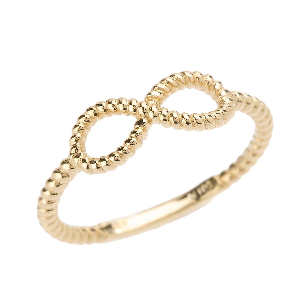 10K Yellow Gold Twisted Rope Infinity Ring - 1.4mm Band Width - Elegant Stackable Ring for Women - Perfect for Anniversary, Wedding, or Everyday Jewelry Gift