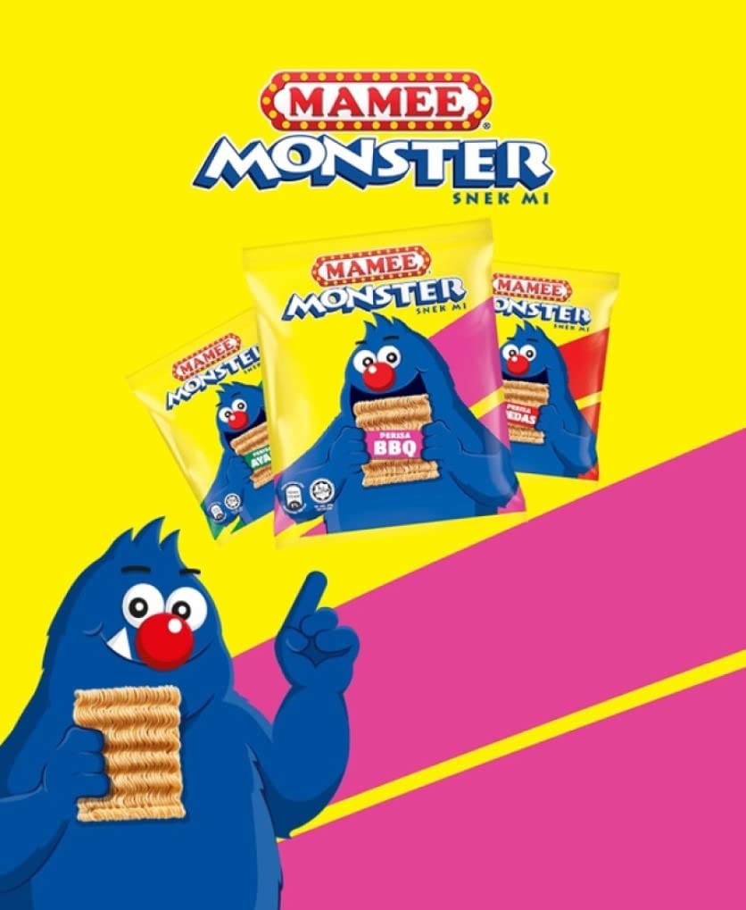 Mamee Monster Noodles Snacks 30 Packs x 25g - Crunchy Chicken Flavor Instant Noodles | Perfect for School Lunches, Office Snacks & Road Trips
