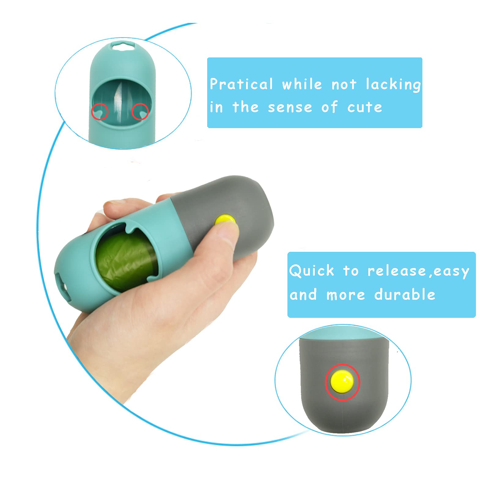 2 Pack Rechargeable Dog Poop Bag Holder with Flashlight & Scented Waste Bags - Leash Attachment Includes USB Cable (Blue, 2 Dispensers + 60 Bags) - Perfect for Nighttime Dog Walks and Outdoor Adventures